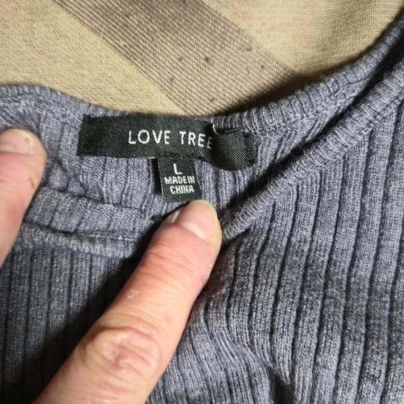 Love Tree Off-the-Shoulder Gray Sweater - Picture 2 of 3